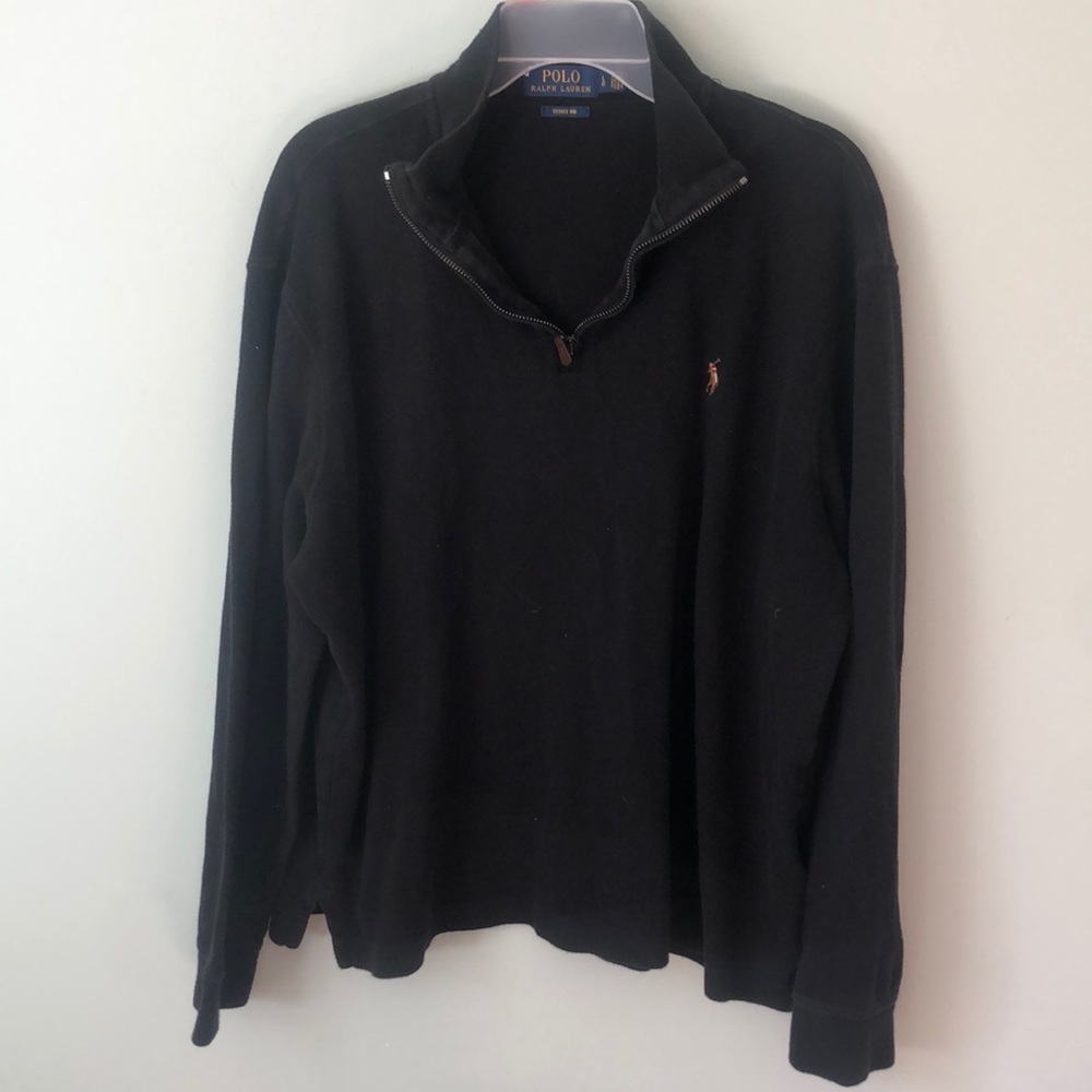Polo Ralph Lauren estate rib black half zip pullover sweater